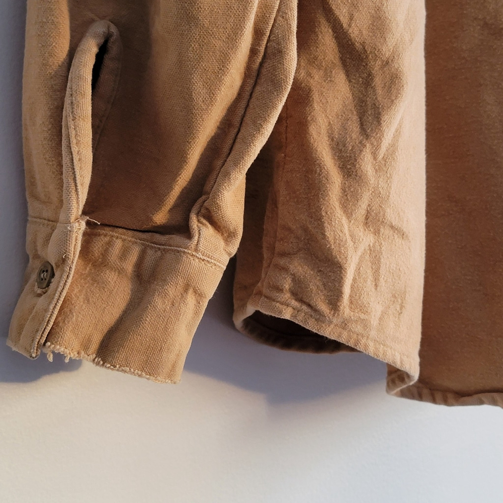 Vintage Five Brothers Shirt Large Tan Chamois Flannel Cotton Button Up 15-M-15.5 - Picture 10 of 11